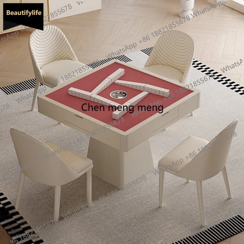 Q181 Nordic Cream-Style Mahjong Table Modern Design Automatic Dealing Low-Noise Electric Multifunctional Mahjong Table Furniture