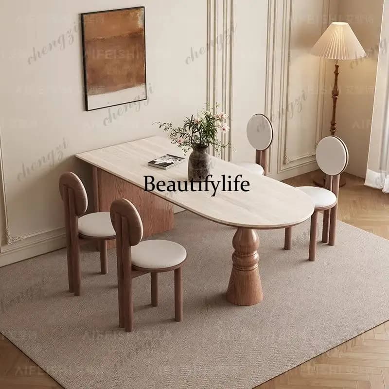Z138 Nordic Oval Dining Tables Design Restaurant Party Dining Tables French Vintage Slate Living Room Home Furniture