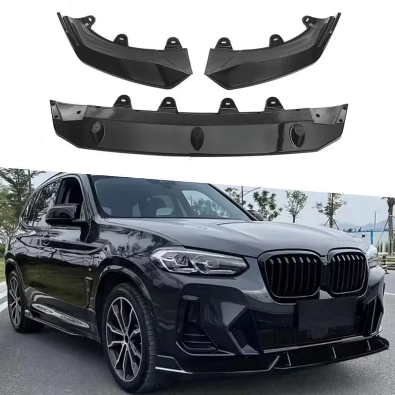 For BMW X3 G01 2022-2024 M Sport Style 3-Piece Front Lip Splitter Spoiler Bumper Guard Exterior Upgrade Modification Accessories