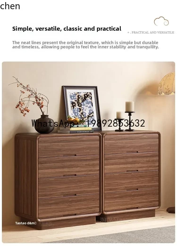 chest of drawers new Chinese-style solid wood simple modern living room wall storage cabinet combination