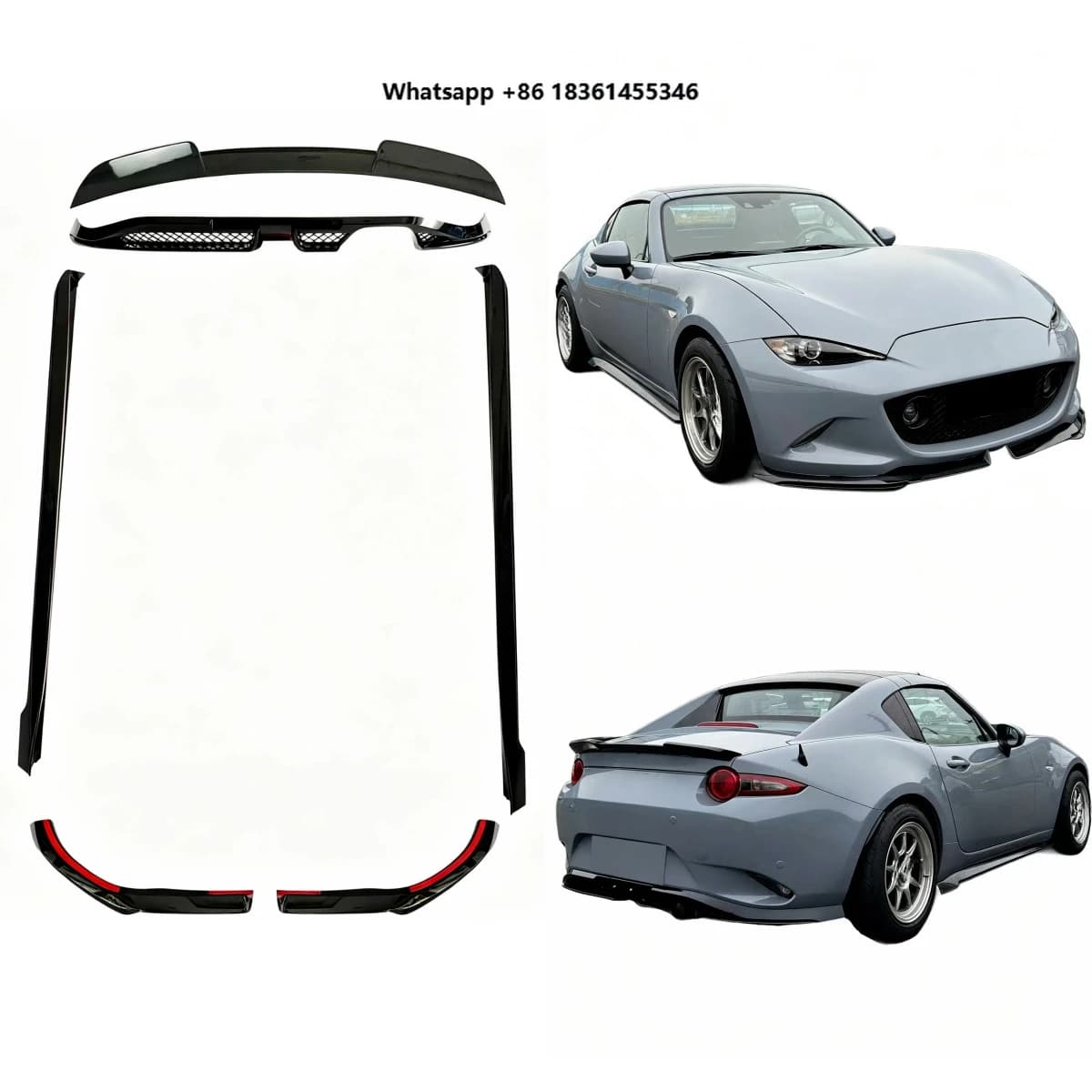 For MX-5 Miata ND modified to MSR style Surround Front shovel Rear lip spoiler Side skirt Car Accessories ABS Body Kit
