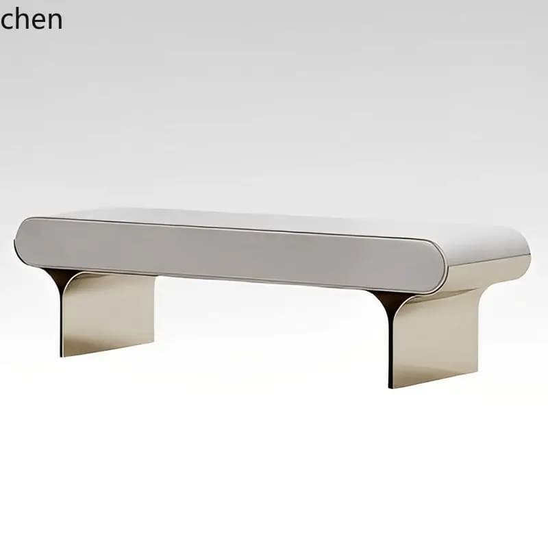 YFY  Italian Minimalist Stainless Steel Entryway Shoe Changing Bench Living Room Sofa High-End Long Bench Bed End Stool