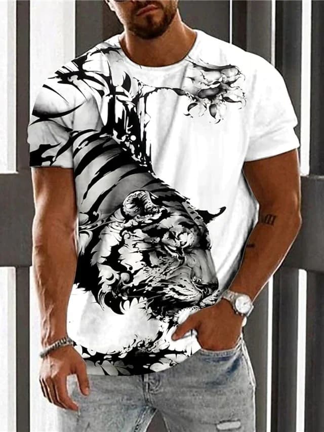 Summer Men's Printed Casual Crew Neck Short Sleeve T-Shirt Terror Skull 3D Printed T Shirt