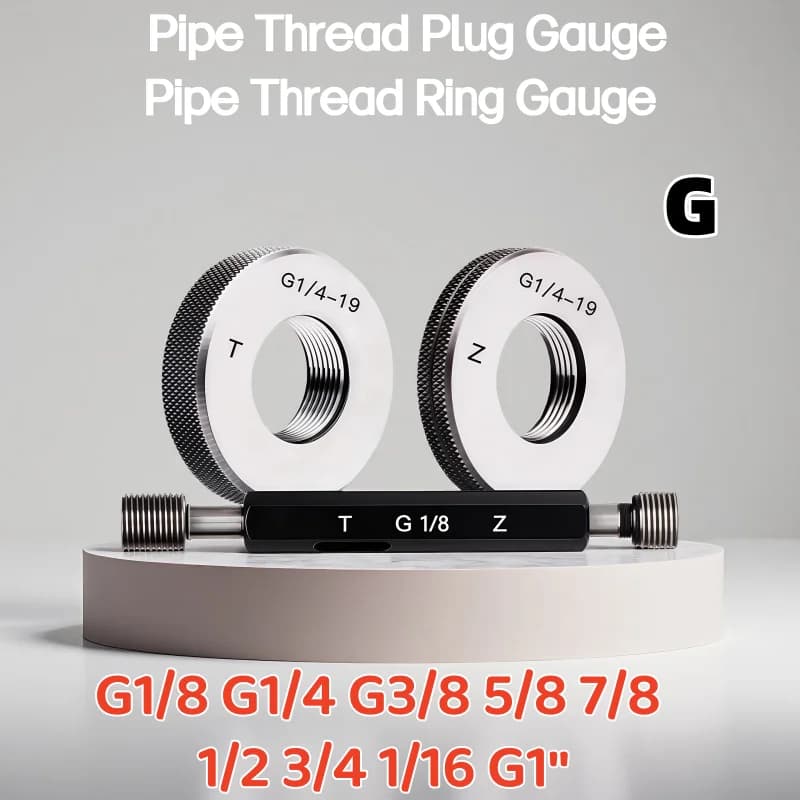 Straight Pipe 1PCS Thread Plug Gauge / 1SET(1*GO+1*NOGO) Thread Ring Gauge Measure Tool G1/8 G1/4 G3/8 5/8 7/8 1/2 3/4 1/16 G1''