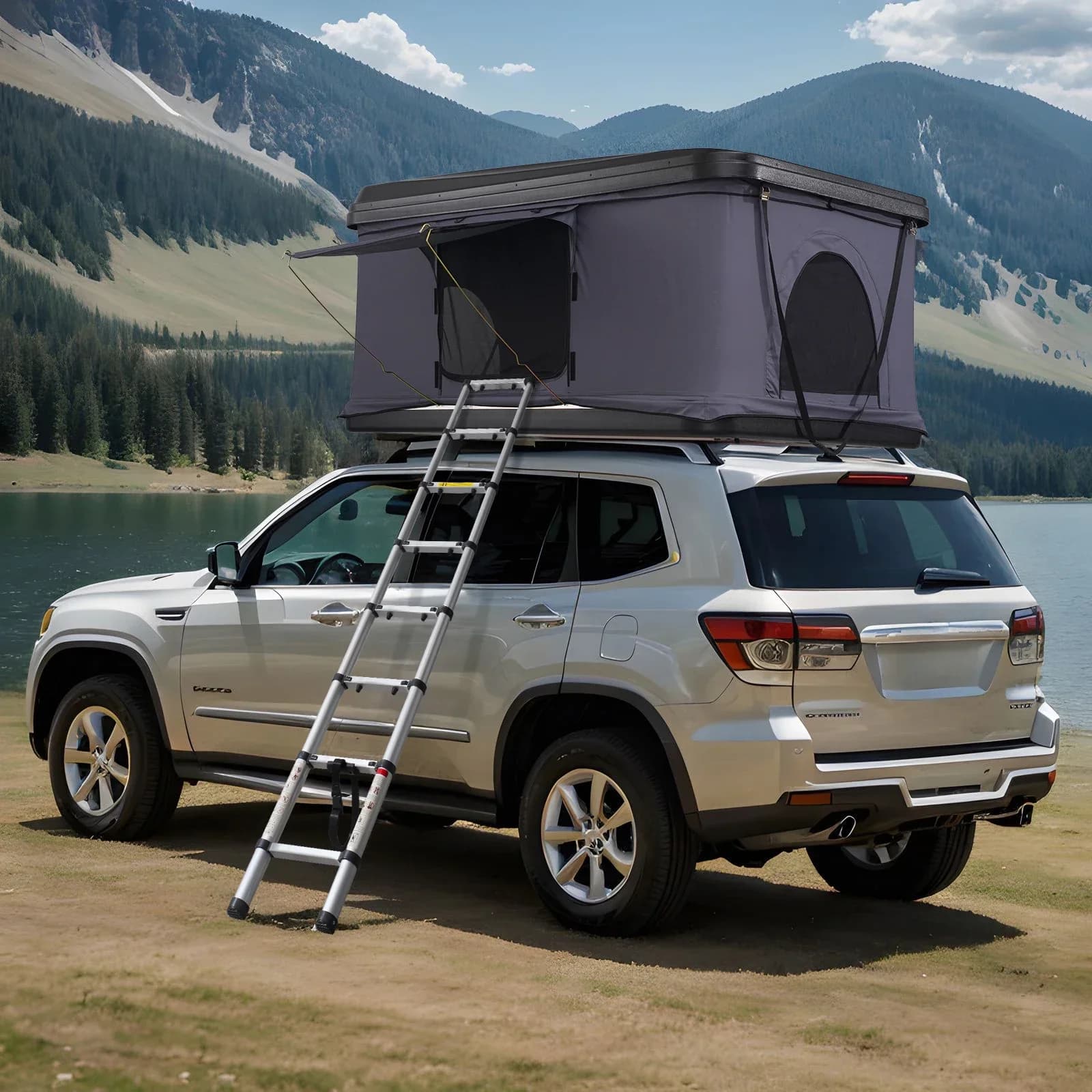 Rooftop Tent Hard Shell, Rooftop Tent Hardshell For 2-3 Person Hard Shell Roof Top Tent With Mattress For Jeep SUV Van