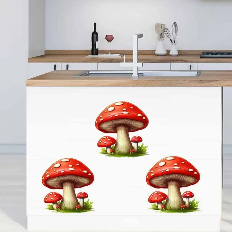 Red mushroom wall stickers self-adhesive home decoration windows refrigerator and washing machine CM73