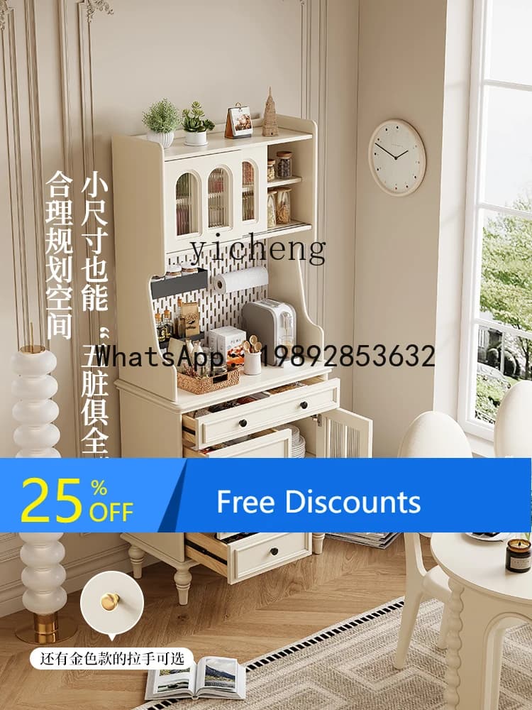 AA  French side cabinet household solid wood wall integrated locker white storage locker