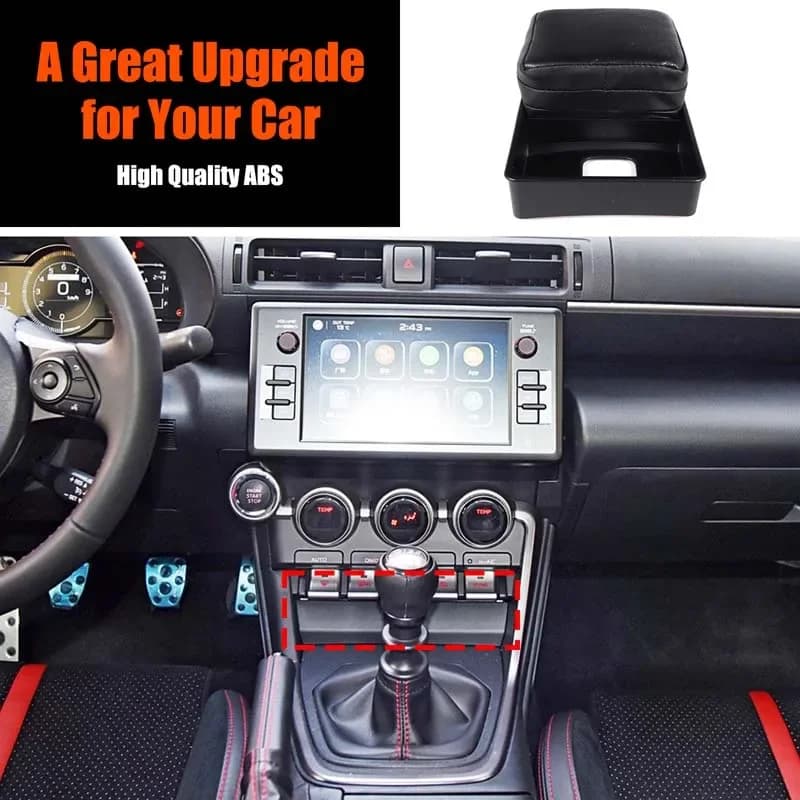 For Toyota 86 Subaru BRZ 2022+ Car central control storage box height-enhancing pad car interior accessories ABS Fabric Black