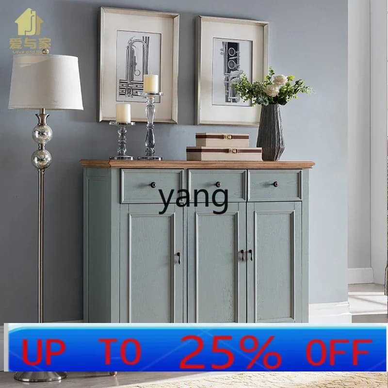 LH solid wood shoe cabinet large capacity living room entrance locker partition cabinet