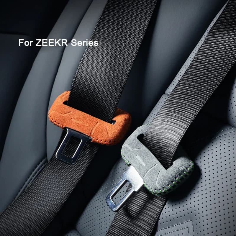 For ZEEKR 001 007 009 7X X Super Suede Car Front Rear Row Seat Belt Buckle Cover Suede Sheath B-pillar Crash Trim Accessories