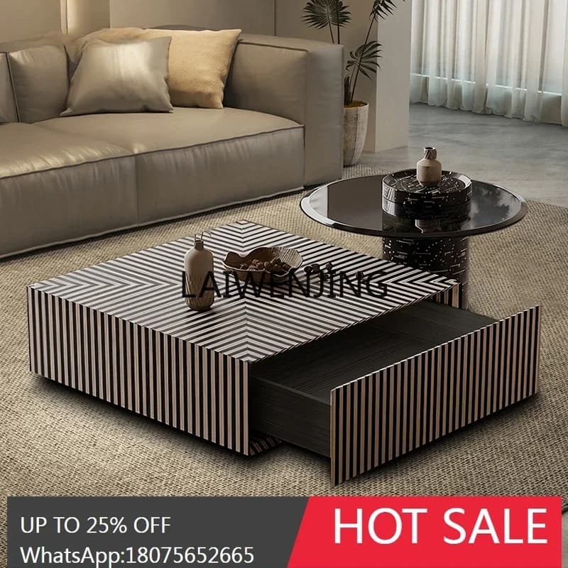 LYN creative living room zebra coffee table side table combination square table with storage drawer