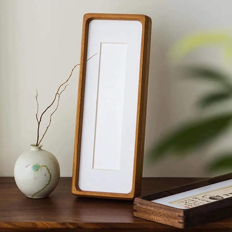 Walnut Solid Wood Long Photo Frame Elegant Desktop Display Frame for Photos and Artworks Home Decor
