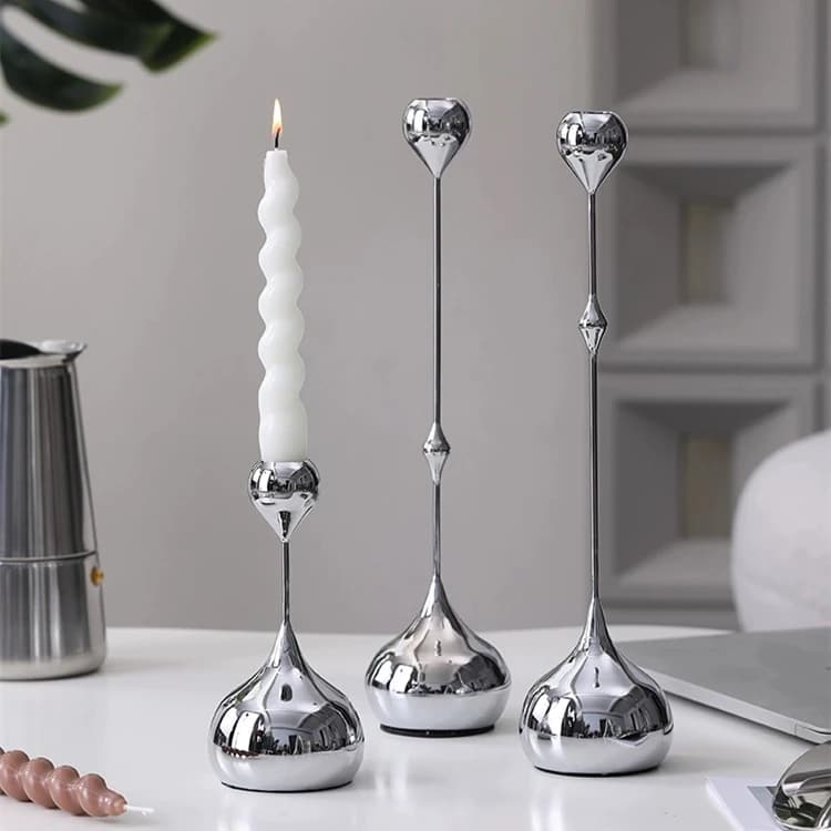 Elegant Handcraft Candelabra Gold Sliver Candlestick Holder Metal Set for Wedding Candle Holder