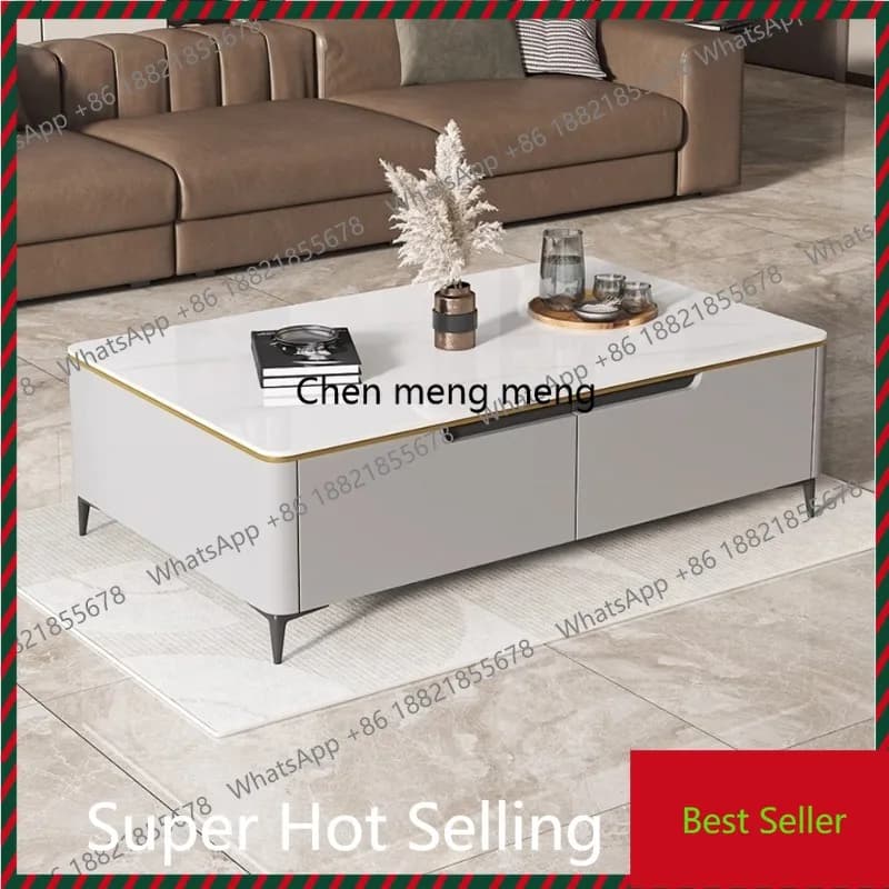 K182zc182solid wood rock slab rectangular coffee table with Drawer light luxury side table for Living room Bedroom Hotel home Fu