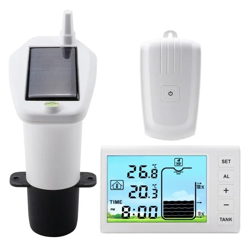 Ultrasonic level gauge, digital water tank water level gauge, low water level automatic filling monitor, solar charging
