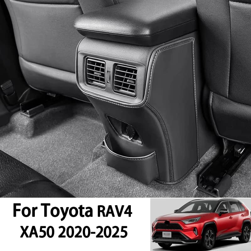 For Toyota RAV4 XA50 2020-2025 Leather Rear Anti Kick Mat Armrest Box Rear Air Outlet Protective Mat Auto Accessories Supplies