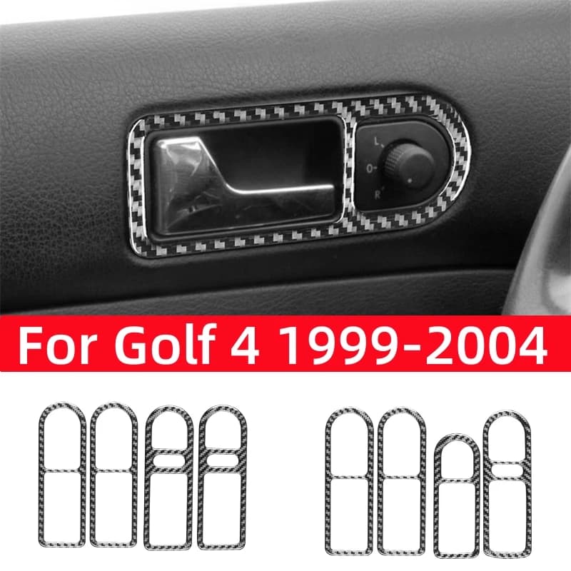 For VW Golf 4 Jetta Bora MK4 R32 GTI 1999-2004 Accessories Carbon Fiber Interior Car Door Handle Decorative Frame Trim Cover