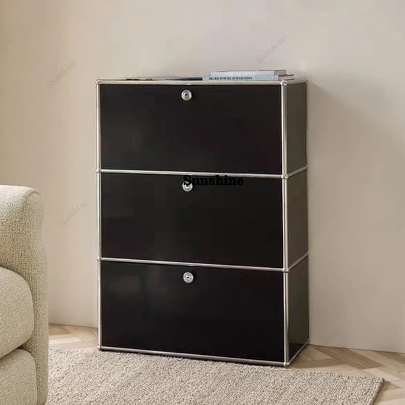 Nordic black dining comfortable sideboard open cabinet module combination cabinet storage living room furnitur multifunctional