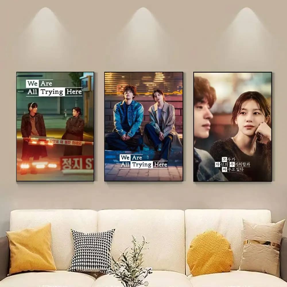 We are trying here kdrama  Poster HD Quality Wall Art Retro Posters For Home Room Wall Decor Self Adhesive