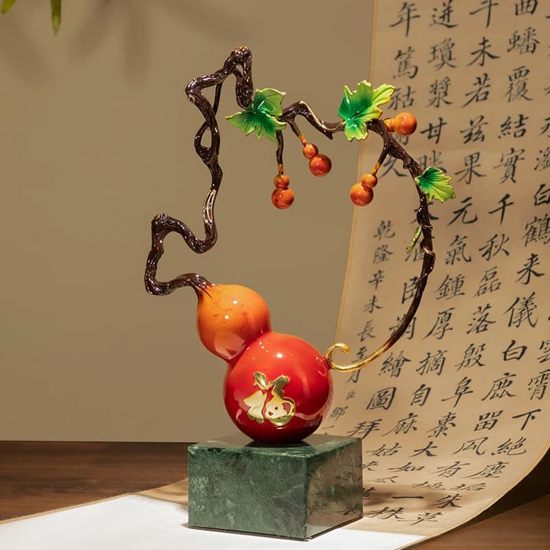 New Chinese style Wufu door gourd ornaments living room desktop entrance wine cabinet decorations new house housewarming