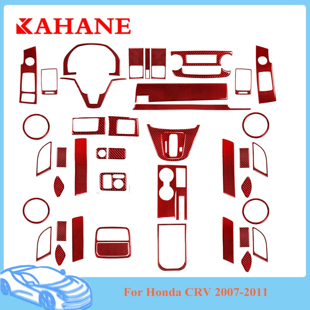 Car Interior Carbon Fiber Red Stickers For Honda CRV 2007 2008 2009 2010 2011 Decorative Cover Trim Accessories