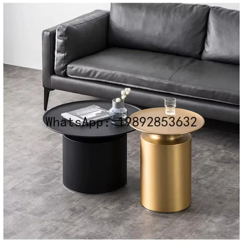 YFY Modern Light Luxury Round Metal Coffee Table Set Small Apartment Living Room  Side Table Movable Designer Corner Table