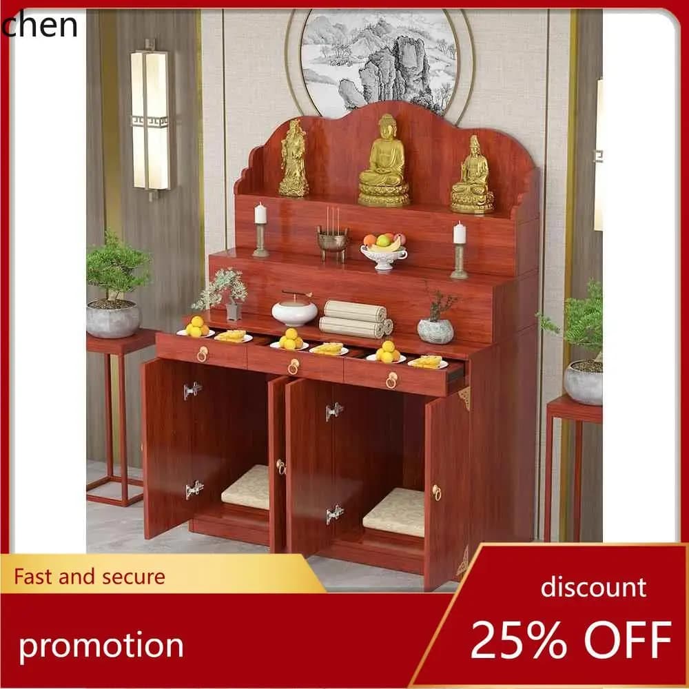 HT Buddhist Altar Table Chinese Style Solid Wood Shrine Worship Table Small Buddha Incense Offering Table