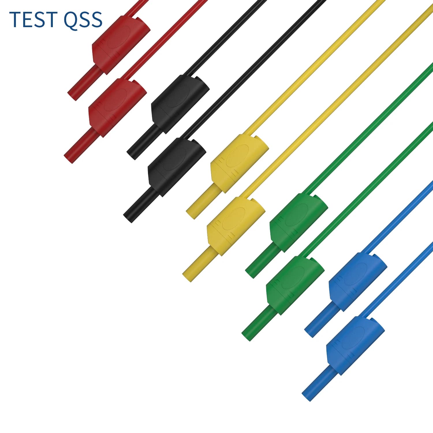 QSS 100CM 5PCS Dual 4MM Banana Plug Test Leads Fully Insulated Stackable Safety Cable Test Tool Accessories