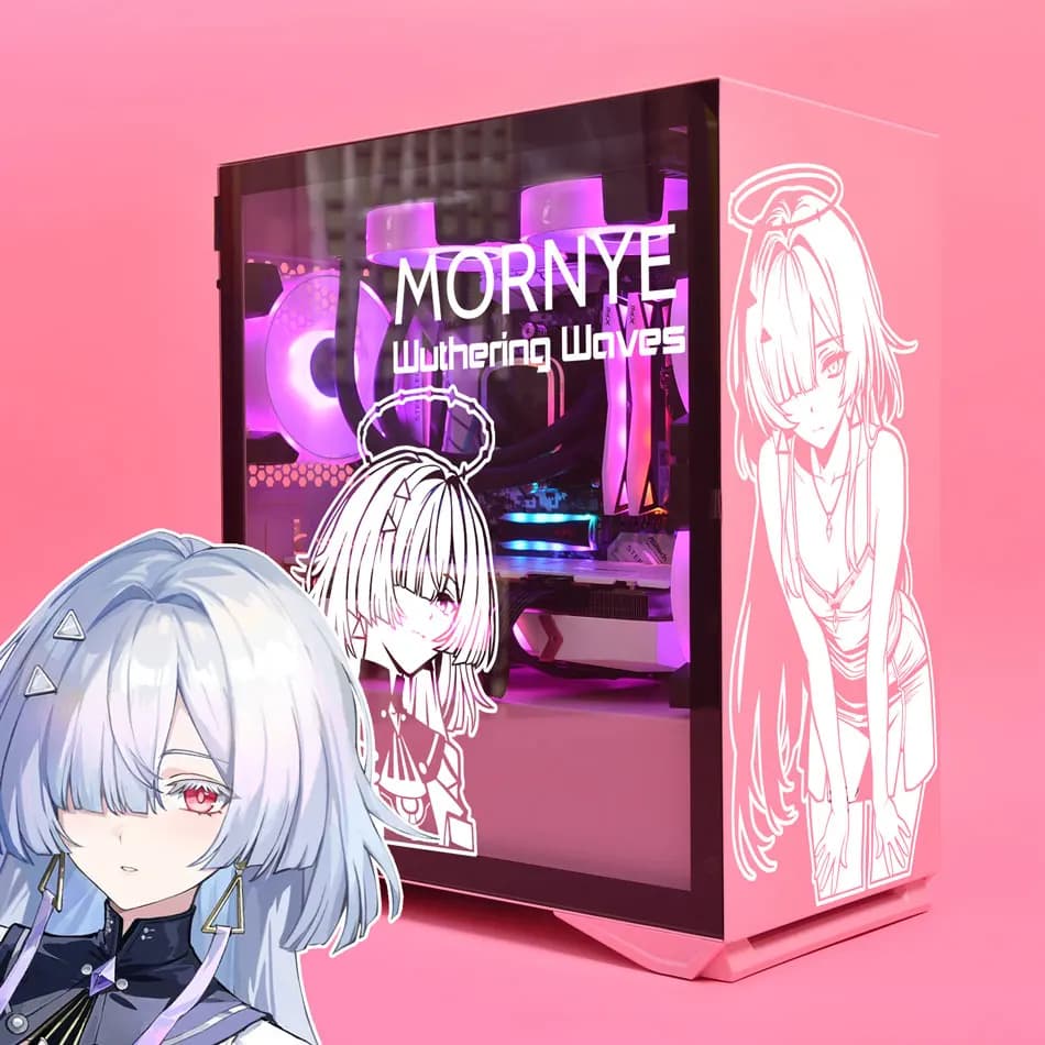 Mornye Wuthering Waves Anime Stickers for PC Case,Cartoon Decor Decals for Atx Computer Chassis Skin,Waterproof Easy Removable