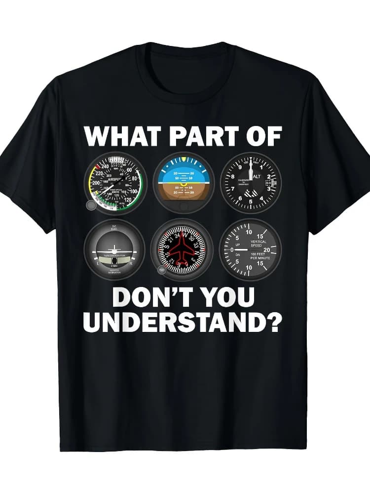 Funny Pilot Art  Aviation Airline Pilot Instruments pattern design-100% cotton O-neck short sleeve casual printed men's T-shirt.