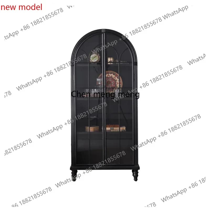 N138  Against the wall wine cabinet modern simple opposite door living room display cabinet black