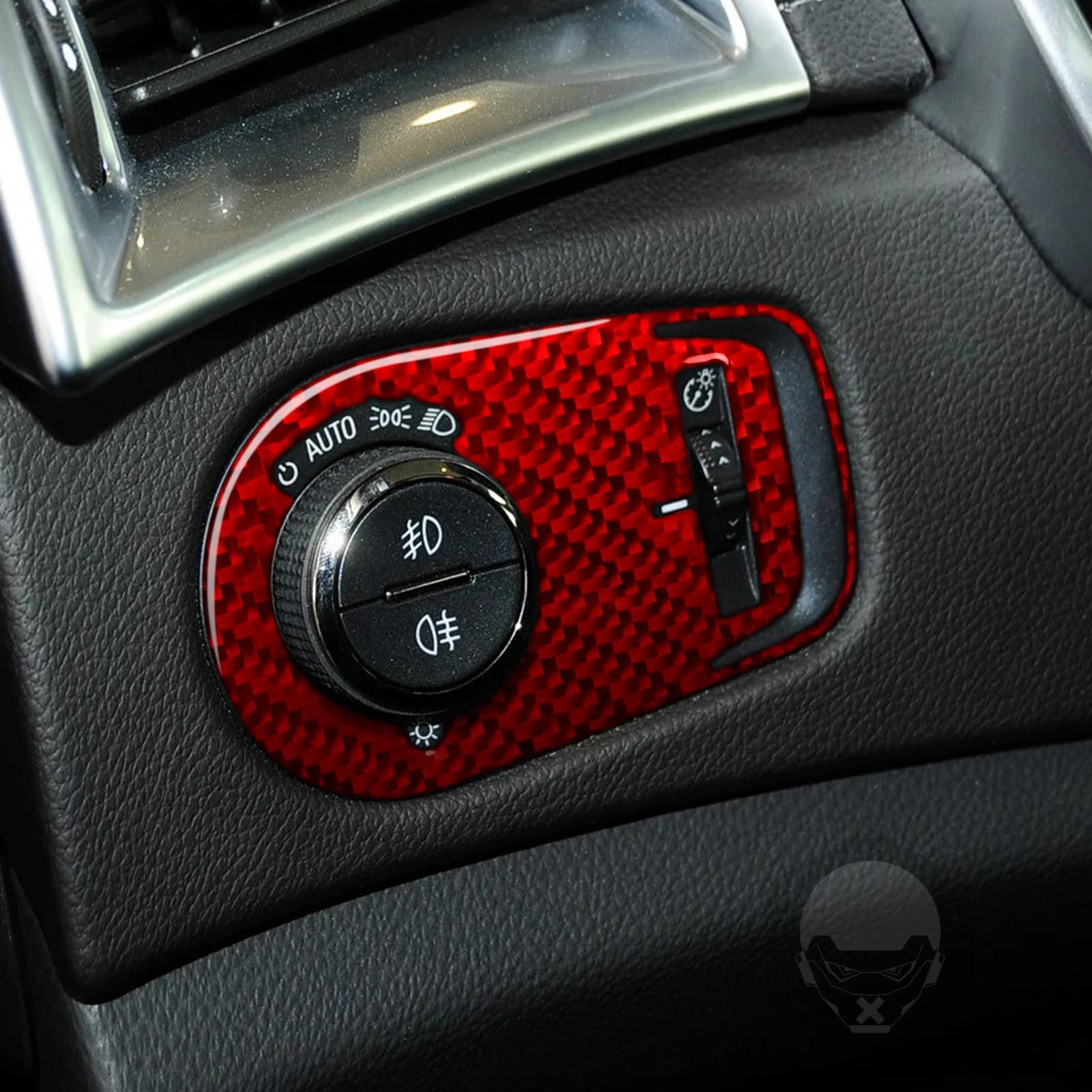 For CADILLAC SRX 2010-2012 Car Headlight Switch Kit Trim Red Real Soft Carbon Fiber Car Interior Accessories Decoration Stickers