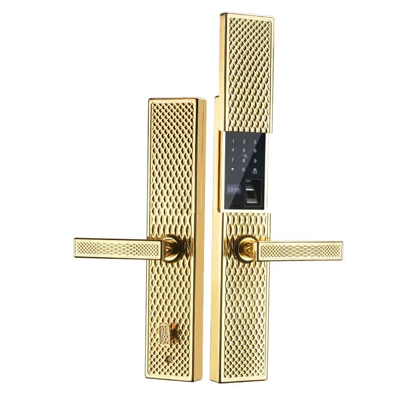 All-copper waterproof European fingerprint lock, luxury large handle fingerprint lock for villa doors