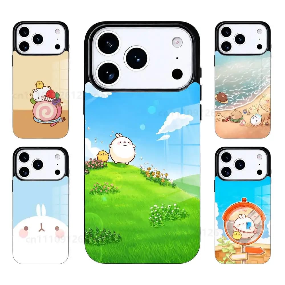 M-Molang Cartoon Phone Case For iPhone 17 AIR 16  ProMax 15 14 Pro 11 12 13  Magsafes Wireless Charging Cover
