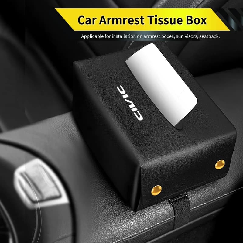 Car Seat Back Tissue Storage Box Leather Armrest Hanging Bag Accessories For Honda None Civic Accord CRV Fit Jazz Transalp CBR