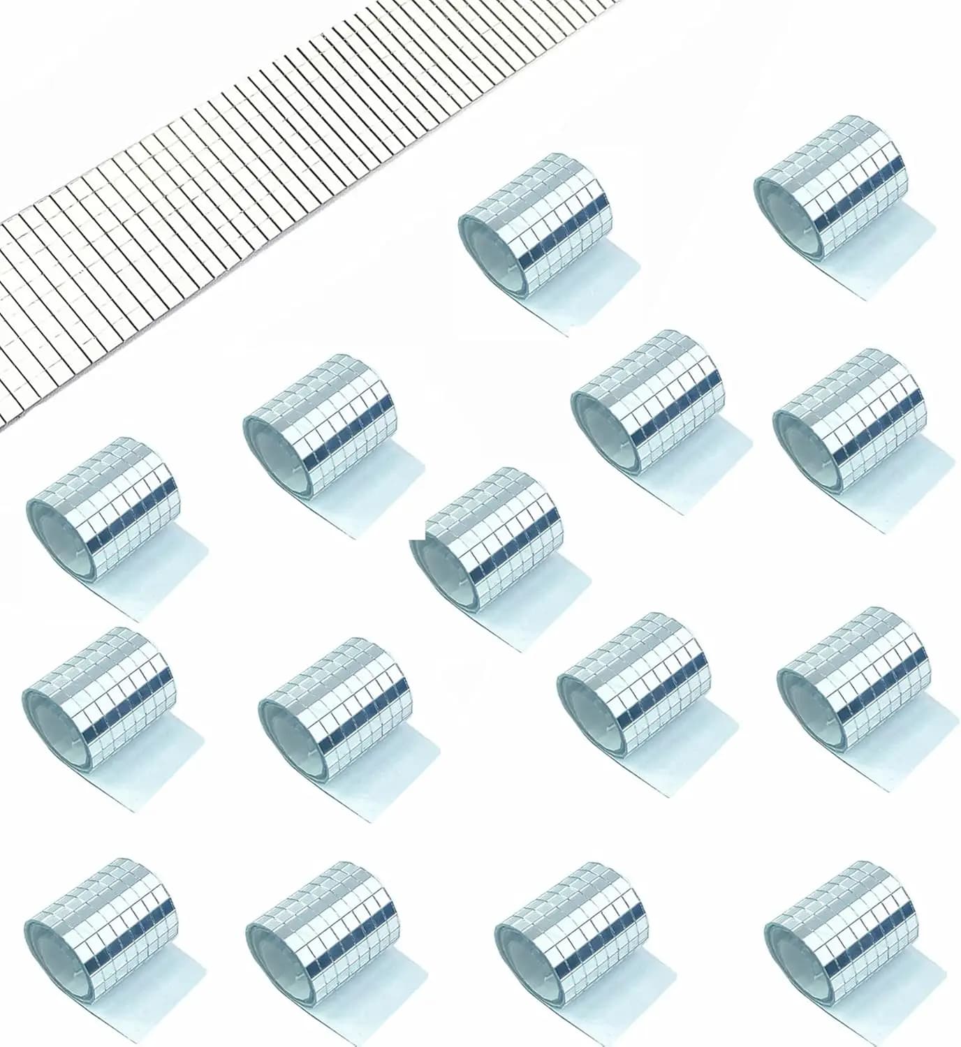 6720Pcs Glass Mosaic Tiles Disco Ball Mirror Tiles Self-Adhesive Mini Square Glass Mosaic Tiles for Craft DIY Decoration,14 Shee