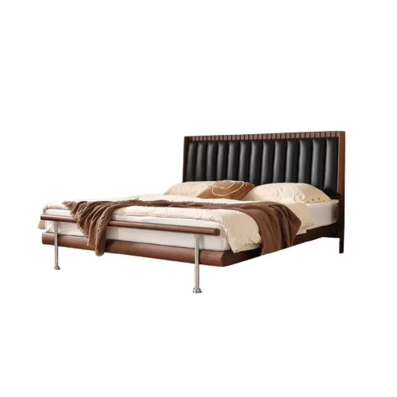 Walnut Bed Black Nordic Customs Simple Lounge Bed Family Modern Design Camas De Matrimonio Dormitorio Bedroom Furniture