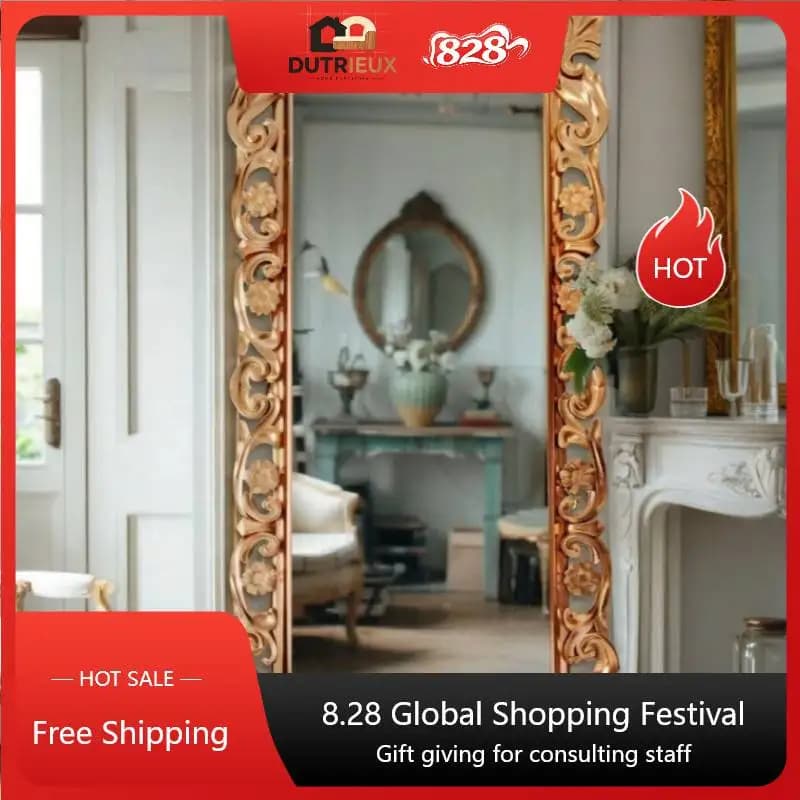 Funky Design Mirrors Full Body Decorations Gold Square Luxury Mirrors Full Body Bedroom Modern Specchi A Pavimento Furniture
