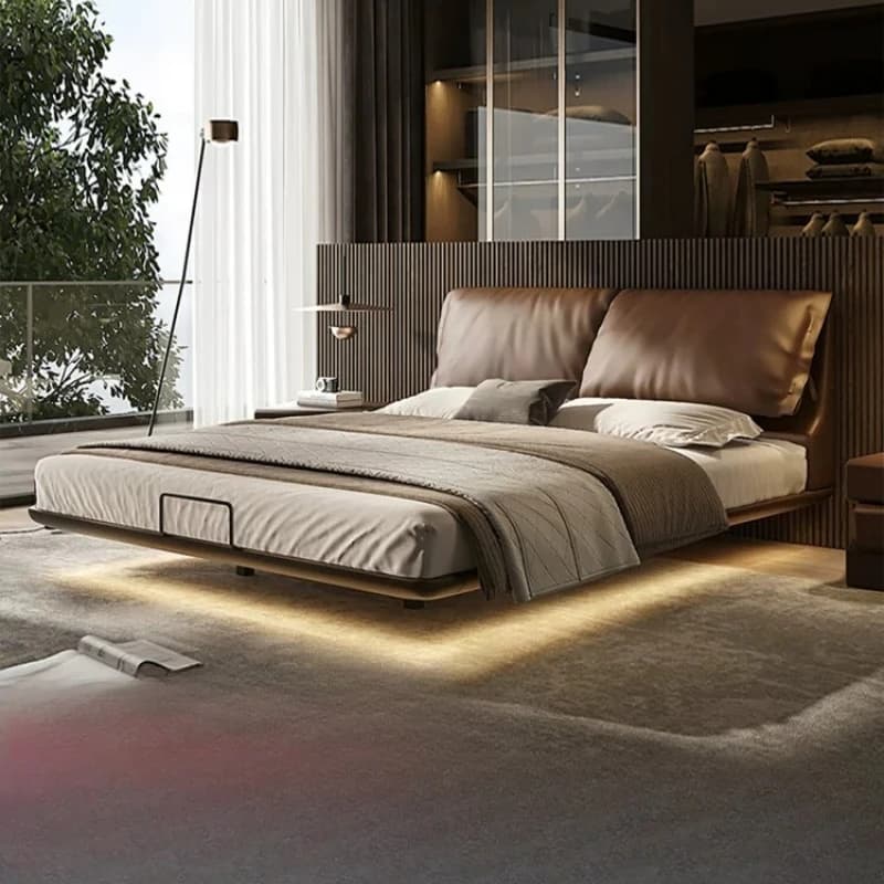 Beech row skeleton elephant ear bed adjustable bag suspended leather bed modern simple double bed