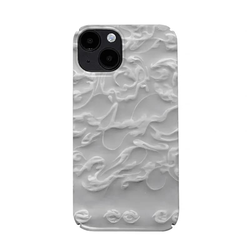 Grey and White Ceramic Painting Art Phone Case for IPHONE 17Air 16E 15PROMAX 14 Plus 13 12 MINI 11 16Plus XR Acrylic Phone Cover