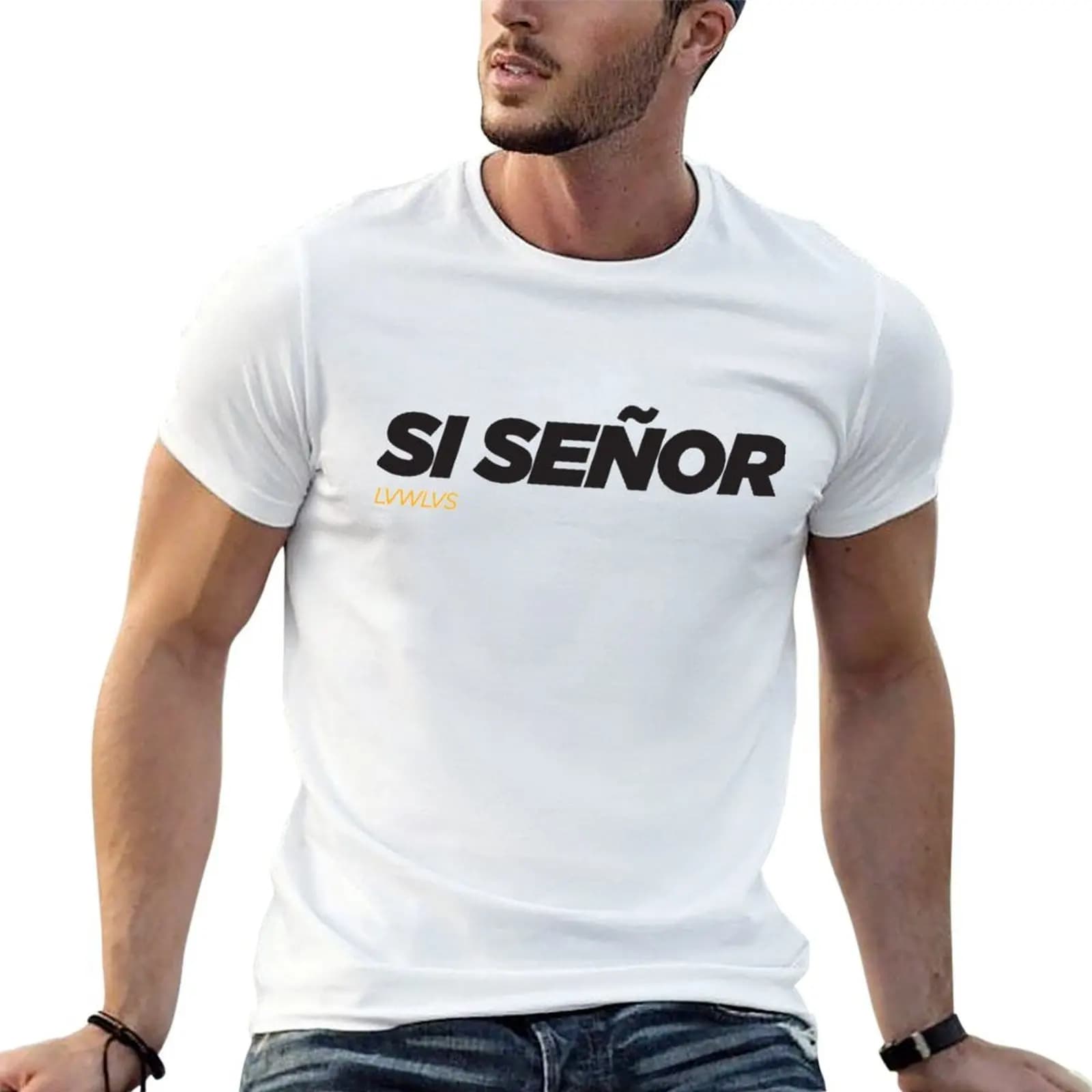 SI SENOR (White) T-Shirt man clothes plus size clothes t shirts for men graphic