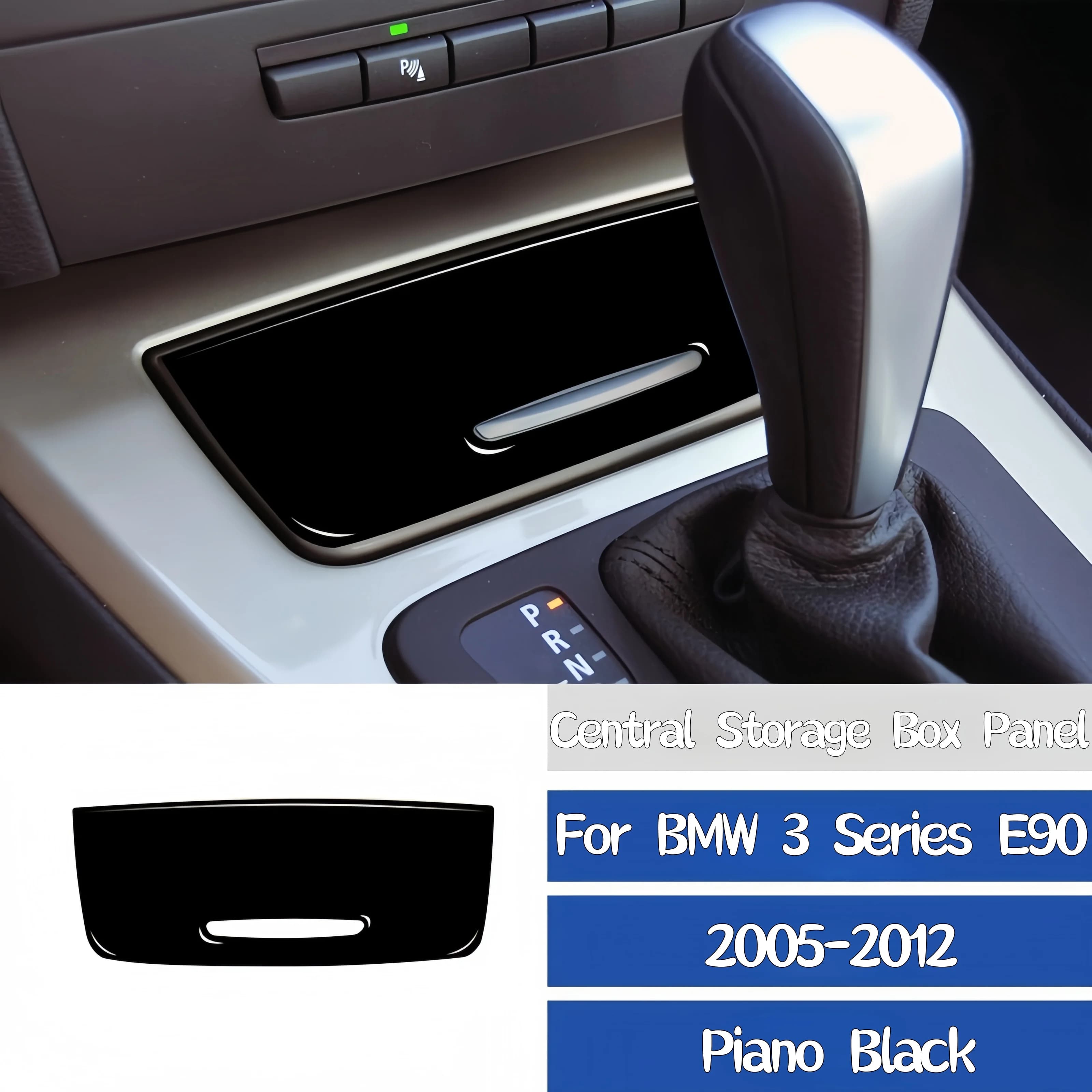 For BMW E90 2005-2012 Car Interior Accessories Piano Black Auto Central Control Storage Box Panel Trim Cover Decoration Sticker