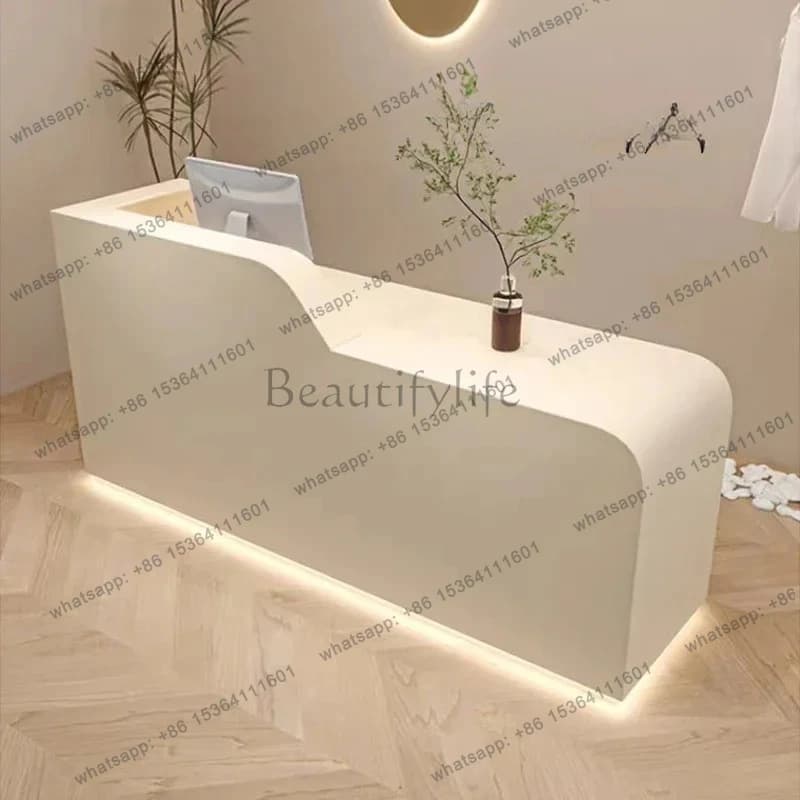 09Pagina di cassa del negozio di abbigliamento semplice Piccolo salone bellezza Banco reception Bar pittura Designer