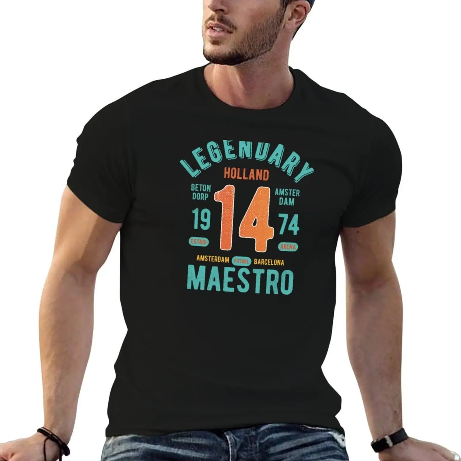 Holland Legendary Maestro #14 Oranje Football T-Shirt funny gifts animal prinfor boys cotton t shirt men
