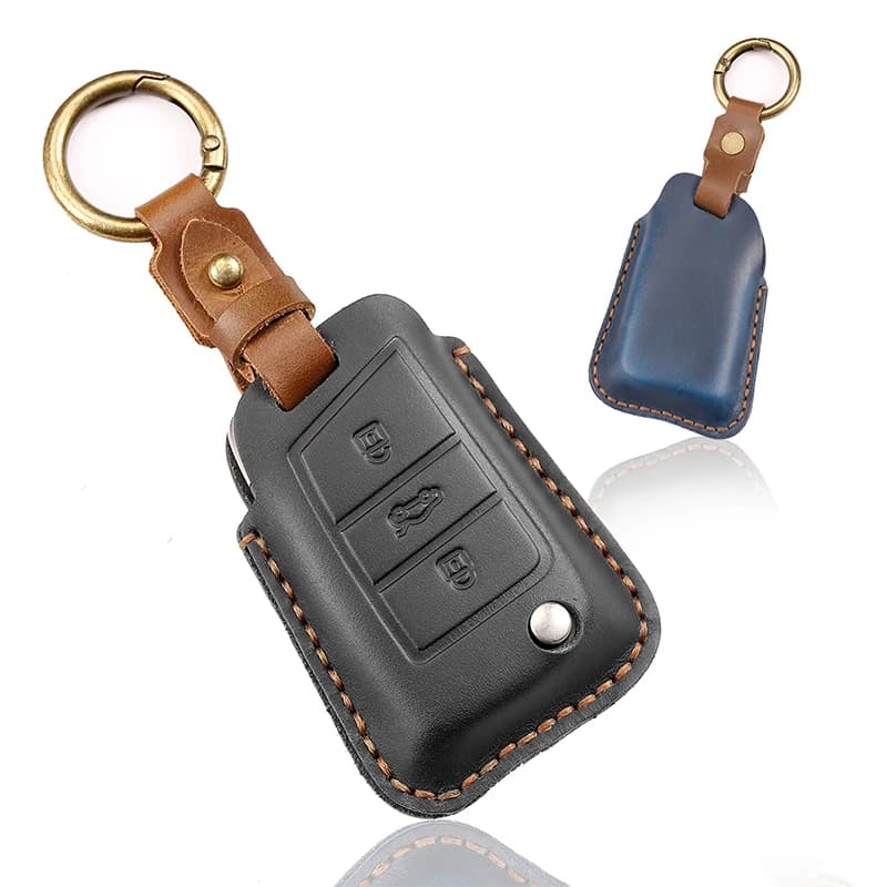 Leather Car Remote Key Case Cover Shell For VW Volkswagen Polo Tiguan Passat Golf 7 MK Jetta Skoda Kodiaq Superb Octavia Seat