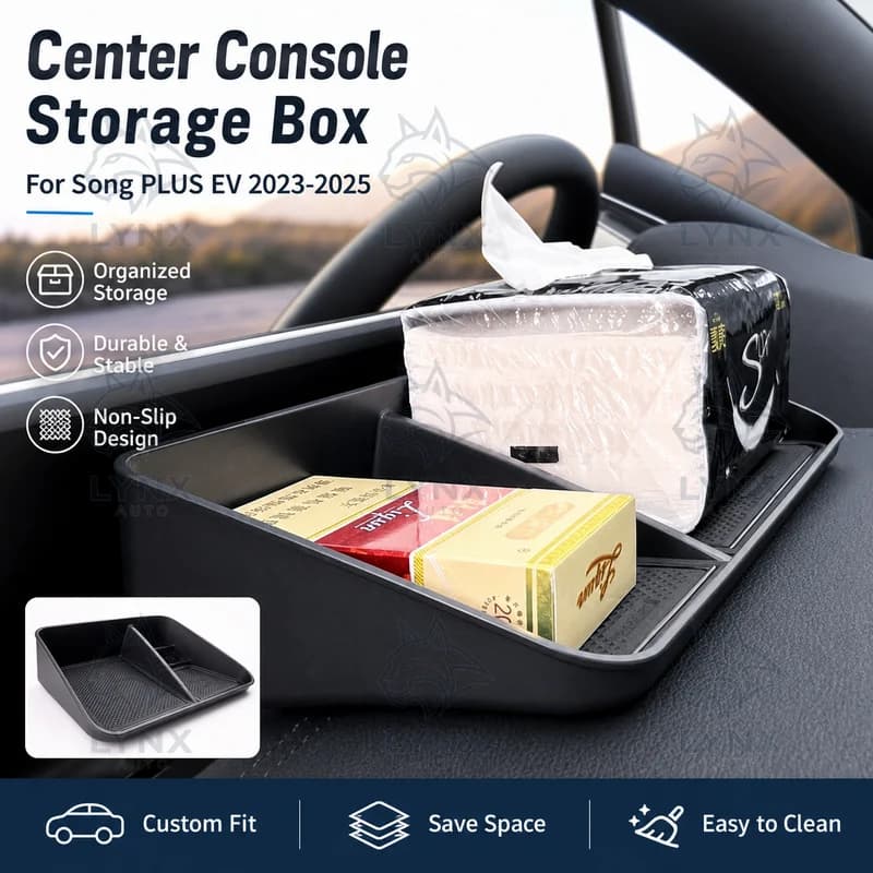 For Song PLUS EV 2023-2025 Center Console Storage Box Car Organizer Interior Accessories Vehicle Storage Solutions