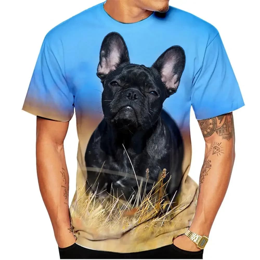 New French Bulldog 3d Print Men's Women's Children's T-shirt Fashion Casual Round Neck Costume Summer Street Style Thin Top