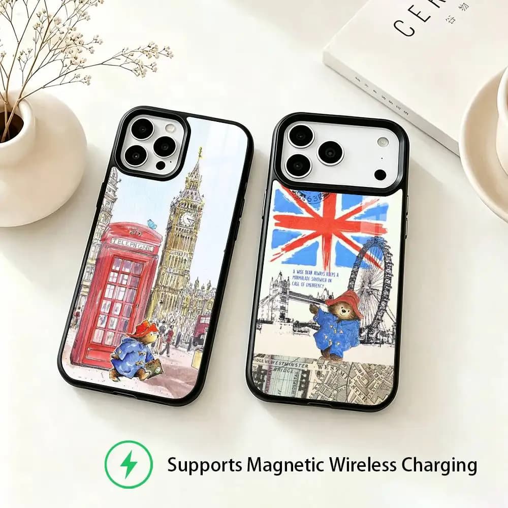 L-Lodon Bear Paddington Cartoon Phone Case For iPhone18,17,16,15,14,13,12,11 Plus,Pro Allows magnetic wireless charging