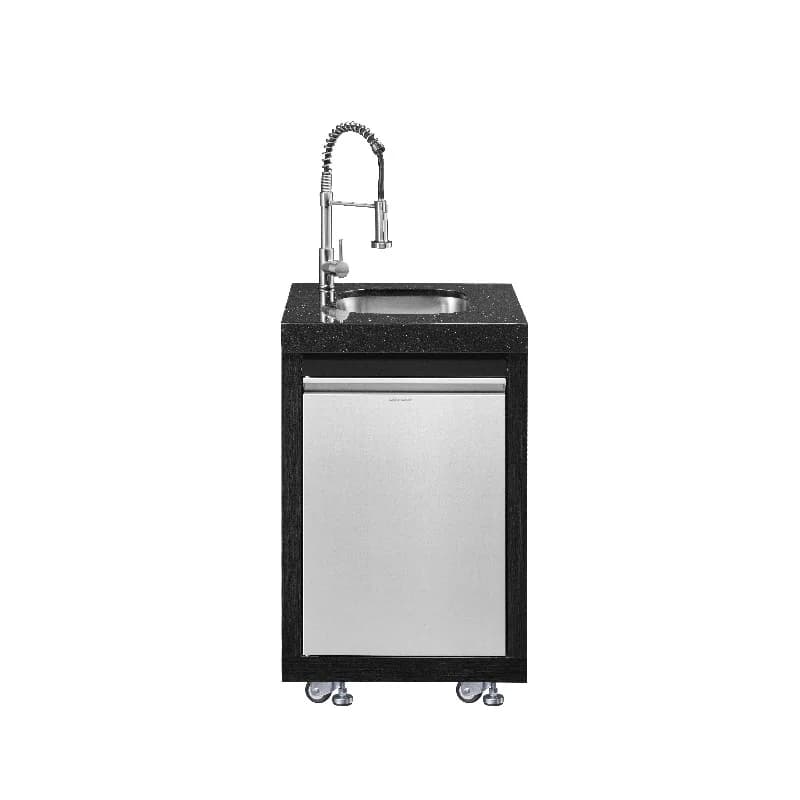Modern Outdoor Kitchen BBQ Island Set with Metal Sink Faucet Grill Accessories