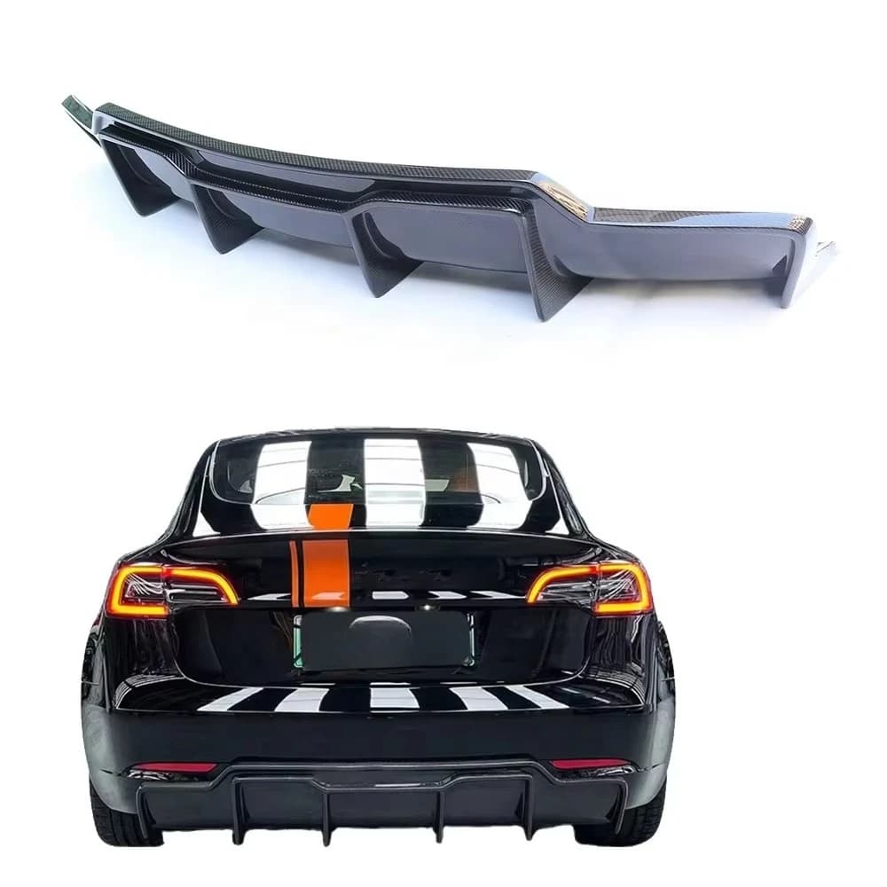 Suitable forTesla Model 3 Rear Bumper Lip Diffuser Dry Carbon Fiber Automotive Parts